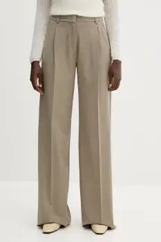 Marella pantaloni din lana culoarea verde, lat, high waist, 2523136251200 imagine