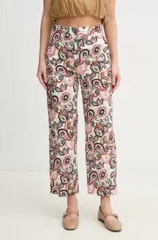 Marella pantaloni Emme by Marella femei, culoarea alb, fason culottes, high waist, 2515131112200 imagine