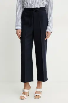 Marella pantaloni Emme by Marella femei, culoarea albastru marin, lat, high waist, 2515131131200 imagine