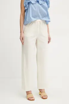 Marella pantaloni Emme by Marella femei, culoarea bej, lat, high waist, 2515131152200 imagine