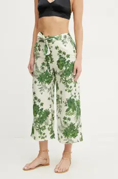 Marella pantaloni Emme by Marella femei, culoarea bej, lat, high waist, 2515131162200 imagine