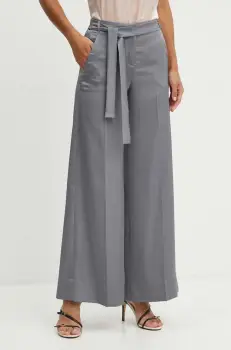 Marella pantaloni femei, culoarea gri, lat, high waist, 2423136341200 imagine