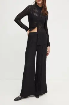 Marella pantaloni femei, culoarea negru, drept, high waist, 2423786094200 imagine