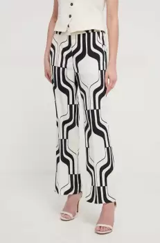 Marella pantaloni femei, culoarea negru, drept, high waist imagine