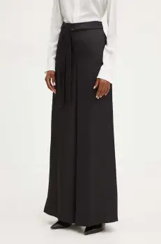 Marella pantaloni femei, culoarea negru, lat, high waist, 2423136341200 imagine