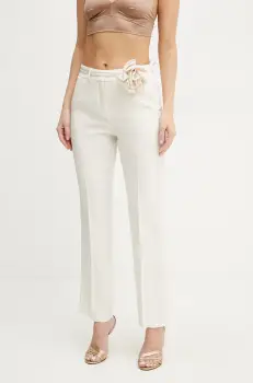 Marella pantaloni LELLO femei, culoarea bej, drept, high waist, 2513131152200 imagine