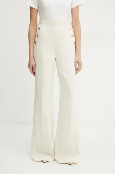 Marella pantaloni MISSION femei, culoarea bej, lat, high waist, 2513131051200 imagine