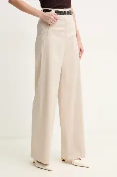 Marella pantaloni SORAIA femei, culoarea bej, lat, high waist, 2513131181200 imagine