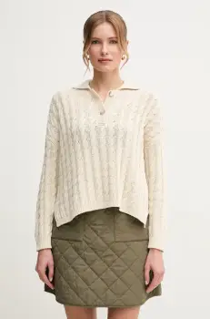 Marella pulover de bumbac ALEXIA femei, culoarea bej, 2513361035200 imagine