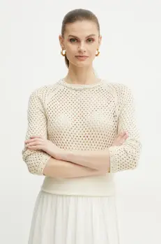 Marella pulover de bumbac Emme by Marella femei, culoarea bej, 2515361101200 imagine