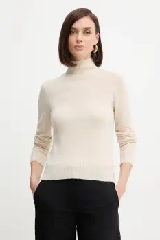 Marella pulover de lana culoarea bej, cu turtleneck, 2523366254200 imagine