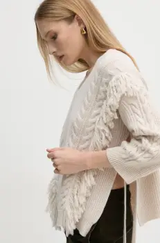 Marella pulover de lana femei, culoarea bej, calduros, 2423366035200 imagine