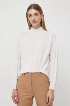 Marella pulover de lana femei, culoarea bej, light, cu turtleneck imagine