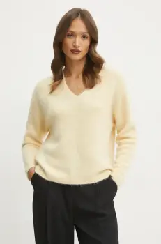 Marella pulover de lana femei, culoarea galben, light, 2423366212200 imagine