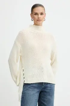 Marella pulover din amestec de lana Emme by Marella culoarea bej, calduros, cu turtleneck, 2525366082200 imagine