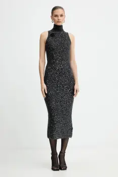 Marella rochie cu lana culoarea gri, maxi, mulata, 2523326072200 imagine