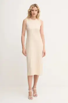 Marella rochie culoarea bej, midi, drept, 2523326024200 imagine