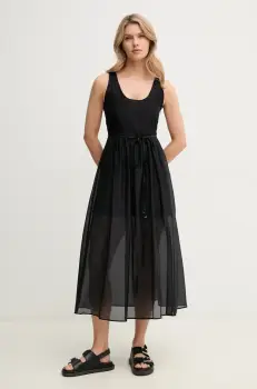 Marella rochie din amestec de matase Emme by Marella culoarea negru, midi, evazati, 2515221172200 imagine