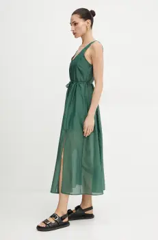 Marella rochie din amestec de matase Emme by Marella culoarea verde, midi, evazati, 2515221172200 imagine