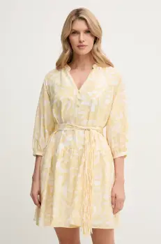 Marella rochie din amestec de matase VENAS culoarea galben, mini, oversize, 2513221114200 imagine