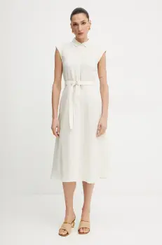 Marella rochie din in Emme by Marella culoarea bej, midi, drept, 2515221262200 imagine