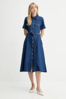 Marella rochie jeans culoarea bleumarin, midi, evazati, 2523226024200 imagine