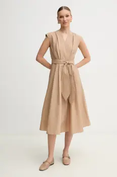 Marella rochie OSSOLA culoarea bej, midi, evazati, 2513221172200 imagine