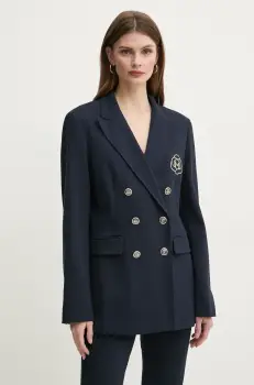 Marella sacou BAIOCCO culoarea albastru marin, cu doua randuri de nasturi, neted, 2513911024200 imagine