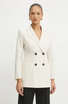 Marella sacou din lana culoarea bej, cu doua randuri de nasturi, uni, 2423046052200 imagine