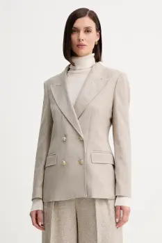 Marella sacou din lana culoarea bej, cu doua randuri de nasturi, uni, 2523046102200 imagine