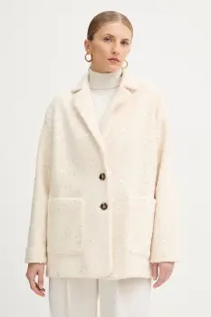 Marella sacou Emme by Marella culoarea bej, un singur rand de nasturi, cu imprimeu, 2525906062200 imagine