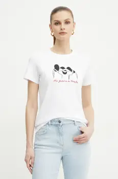 Marella tricou din bumbac CAUCASO femei, culoarea alb, 2513971054200 imagine