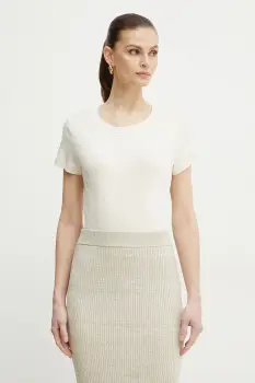 Marella tricou din bumbac LANGUE femei, culoarea bej, 2513971025200 imagine