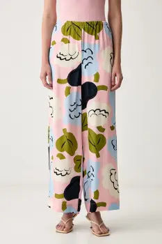 Marimekko pantaloni wide leg pentru femei din vascoza imagine