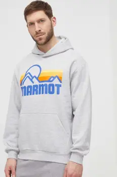 Marmot bluza barbati, culoarea gri, cu gluga, cu imprimeu imagine