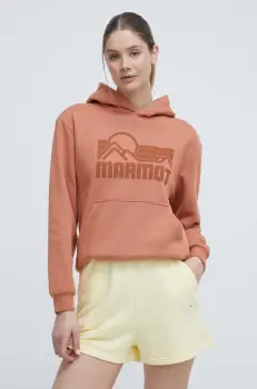 Marmot bluza trening Coastal culoarea portocaliu, cu gluga, cu imprimeu imagine