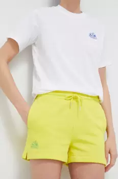 Marmot pantaloni scurti femei, culoarea galben, neted, high waist imagine