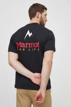 Marmot tricou sport Marmot For Life culoarea negru, cu imprimeu imagine