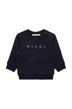 Marni hanorac de bumbac pentru bebelusi MS319B SWEAT-SHIRT culoarea albastru marin, cu imprimeu, M01437 imagine