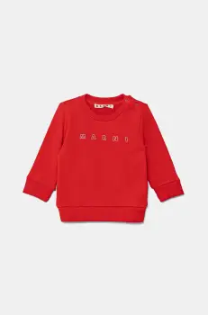 Marni hanorac de bumbac pentru bebelusi MS319B SWEAT-SHIRT culoarea rosu, cu imprimeu, M01437 imagine