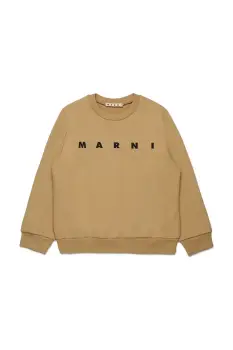 Marni hanorac de bumbac pentru copii MS340U SWEAT-SHIRT culoarea bej, cu imprimeu, M01612 imagine