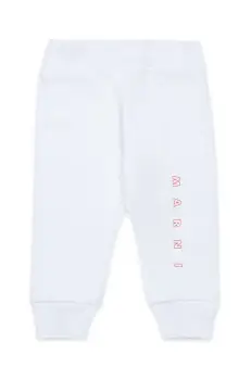 Marni pantaloni de trening din bumbac pentru bebelusi MP192B TROUSERS culoarea alb, cu imprimeu, M01436 imagine
