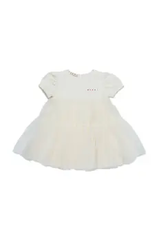 Marni rochie din bumbac pentru bebelusi MD294B DRESS culoarea bej, mini, evazati, M01439 imagine