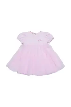 Marni rochie din bumbac pentru bebelusi MD294B DRESS culoarea roz, mini, evazati, M01439 imagine