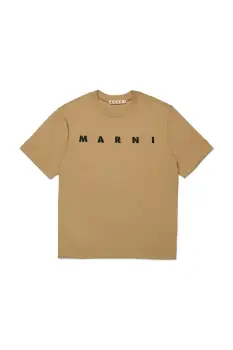 Marni tricou din bumbac MT135U T-SHIRT culoarea bej, cu imprimeu, M002MV imagine