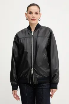 MAX&Co. geaca bomber de piele culoarea negru, de tranzitie, 2528446012200 imagine