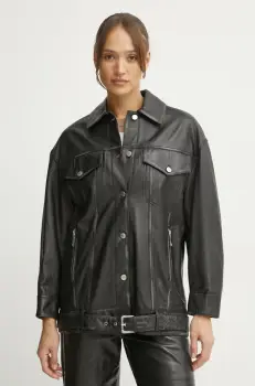 MAX&Co. geaca de piele femei, culoarea negru, de tranzitie, 2516441041200 imagine