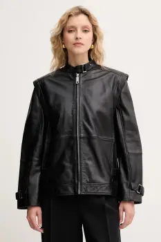 MAX&Co. geaca ramones de piele culoarea negru, de tranzitie, 2526446021200 imagine
