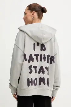 MAX&Co. hanorac de bumbac culoarea gri, cu gluga, uni, 2528926012200 imagine