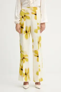 MAX&Co. pantaloni culoarea bej, lat, high waist, 2526136101200 imagine